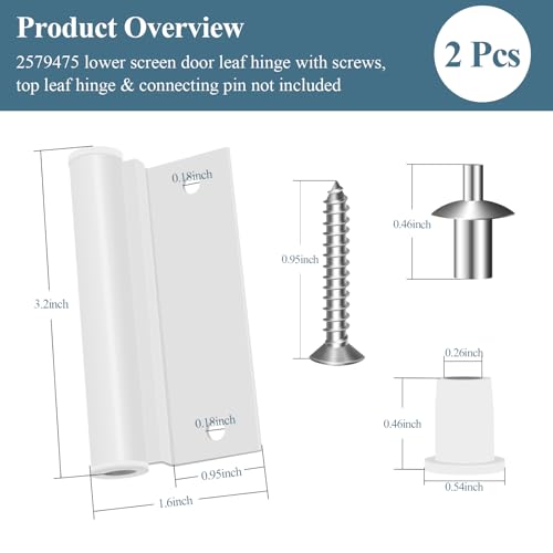 2 Pcs 2579475 Bottom/Lower Screen Door Leaf Hinge W/Screws Fits Andersen - style: 2 Pcs