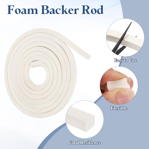 uxcell 8.2 ft Foam Backer Rod, 0.39" x 0.39" Square Solid Joint Filler, Foam Seal Strip for Caulk Saver, Rope Caulk Cement Crack Filler, White - size: 8.2 ft x 0.39" x 0.39"