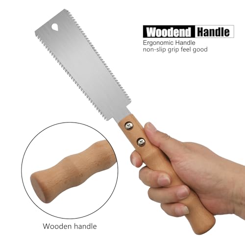 Japanese Hand Saw, 6 Inch Flush Cut Double-Sided Fine Teeth Wood Pull for Hardwood & Softwood Woodworking Trim (15/17TPI)