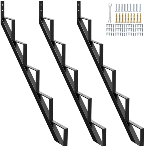 Steel Stair Riser 5 Step 3 Pack, 42" H Metal Stair Stringers for Deck - size: 5 Step