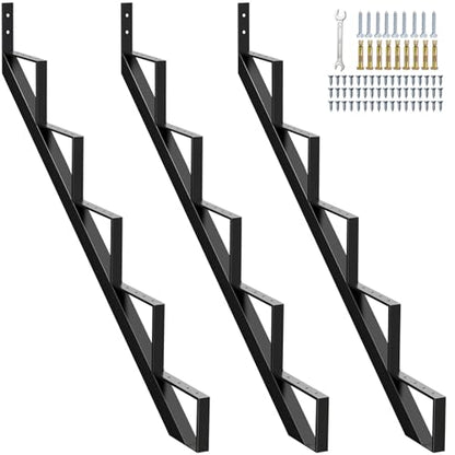 Steel Stair Riser 5 Step 3 Pack, 42" H Metal Stair Stringers for Deck - size: 5 Step