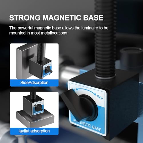 20W Magnetic LED Work Light, 2000LM, 500mm Flexible Gooseneck, for Sewing Machine, Lathe, Work Bench, Shop Lighting
