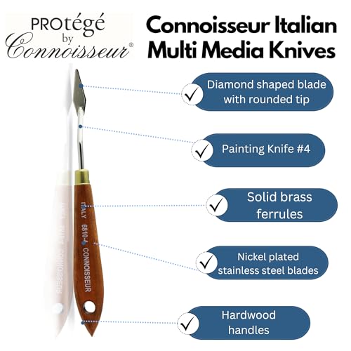 Connoisseur Italian Painting Knife #4, Paint & Palette Knife for Oil Painting, Acrylics, Art Tools, Professional Artist Supplies, Painting Accessories - size: #4
