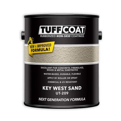Tuff Coat Medium Texture Rubberized Non-Skid Deck Coating – Textured Non-Slip Safety Surface for Pool Decks, Docks, Boat Ramps, Patios, Walkways & High-Traffic Areas (UT-209 Key West Sand 1-gallon) - color: Key West Sand, size: 128 Fl Oz (Pack of 1)