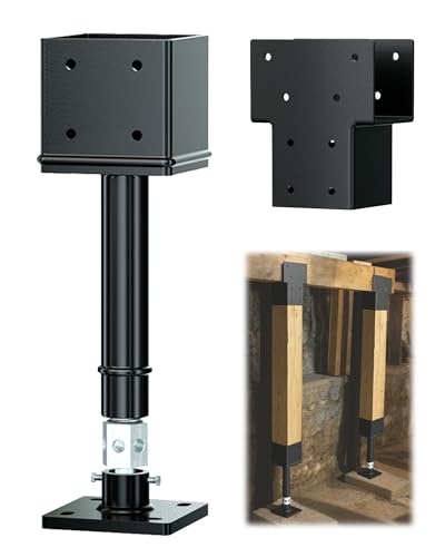Screw Jack Post Kit, 4"x4" Adjustable Shore Jack & Purlin Splicer - color: Black, size: 4x4