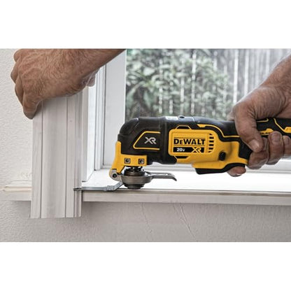 DEWALT 20V MAX XR Oscillating Multi-Tool Cordless, Variable Speed Brushless Motor Multitool with LED Light, Extended Runtime, Includes Two Wood Cutting Blades, Tool Only (DCS356B) - style: Tool Only