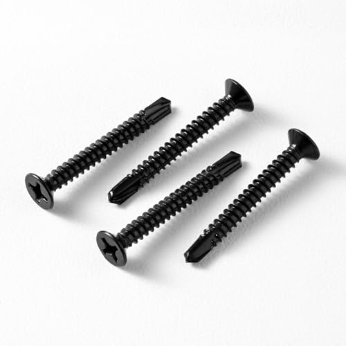 #6 x 3/4" (100 Pack) Flat Head Sheet Metal Screws Phillips Drive Fast Self-Tapping Screw Wood Screws, High-Strength 410 Stainless Steel, Black Oxide - size: #6 x 3/4''