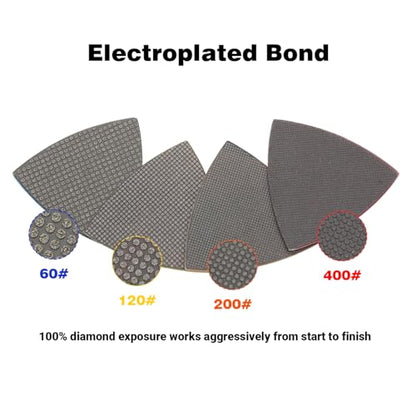 Triangular Diamond Polishing Pads for Corner Edge, Electroplated Sanding Pads for Oscillating Multi-Tools, 3’’(80mm), Grit 120, 4PCS - style: 120#