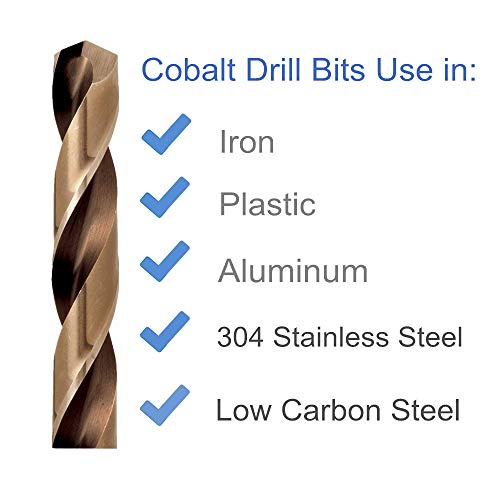 29PCS, HSS Jobber Length Cobalt Drill Bits Set 1/16" - 1/2" in Metal Case