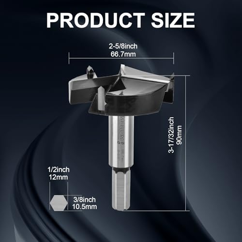 Mollom 66.7mm (2-5/8") Triple Flute Carbide Forstner Drill Bit - size: 66.7mm | 2-5/8"