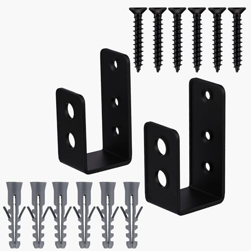 2x4 Door Barricade Brackets, 2 PcsDoor Hardware Brackets Fits 2x4 Bars, Door Security Barricade Bracketsset, for Home Barn Shed Garage Gate Bar Security Holder Doors Reinforcement,with Screws (2)
