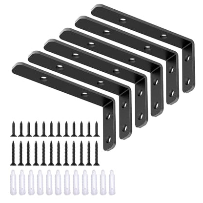 LSK 6PCS L Bracket, L 4"×H 2" Shelf Support Bracket, Max Load :42lb, Black - color: Black, size: 4x2 inch (light duty)