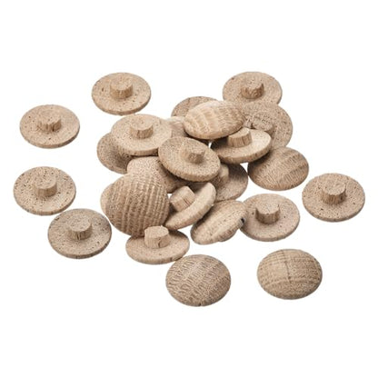 uxcell Wood Plugs, 25Pcs 20 x 7 mm - Red Oak Wood Button Top Plugs, Screw Hole Covers, Decorative Wooden Cover for Stair Chair Craft Furniture Woodworking - size: 20x7mm