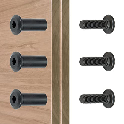40 Sets Black Furniture Connector Bolts M6x20mm Binding Screws for Wood - color: M6x20mm-Black-D