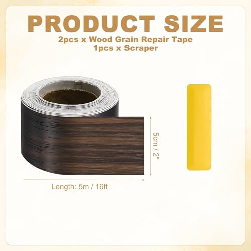 HARFINGTON Wood Grain Repair Tape 2" x16ft Self-Adhesive Repair Patch - color: Black Walnut, size: 2" x 16ft