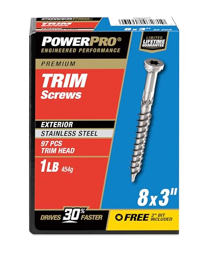 Power Pro Premium 305 Stainless Steel Trim Screws (#8 x 3) - 1lb Box