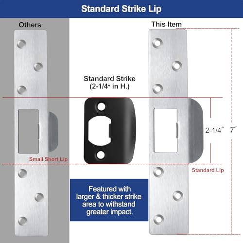 Extra-Long Door Strike Plate, Extended Length/Height - color: Satin Nickel, size: 1 Pack