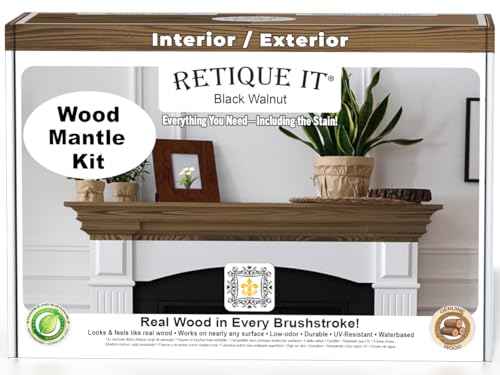 Retique It Wood'n Stain, Real Wood Gel Stain - Black Walnut, 16 Fl Oz (1. Mantel, Exterior/Interior) - color: 30 Black Walnut, style: 1. Mantel