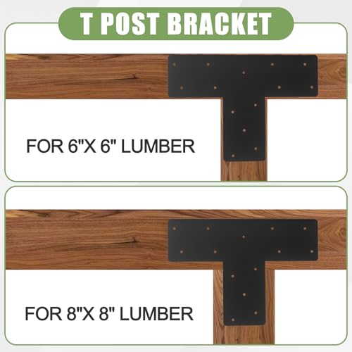 4 Pcs 16.9"x 12" T Post Brackets,Thickness 0.12" Mending Plates - size: 6"x 6"