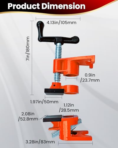 3/4" Pipe Clamps 6 Pack, Wood Gluing Bar Clamp with Pads - style: Orange, 3/4 IN with Pads