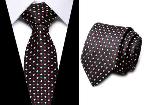 joy alice Tie For Men 6 PCS Necktie Woven Jacquard Neck Ties Set Neck Ties - color: Blackwhitered Babyblue Grey