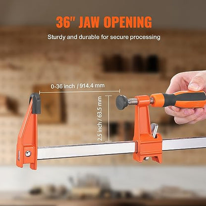 VEVOR Bar Clamps for Woodworking, 2-Pack 36" Clamp, Quick-Change F Clamp with 600 lbs Load Limit, 2.5" Throat Depth, Cast Iron and Carbon Steel, Wood Clamps for Woodworking Metal Working - size: 36"(2 Pack), style: Medium-Duty