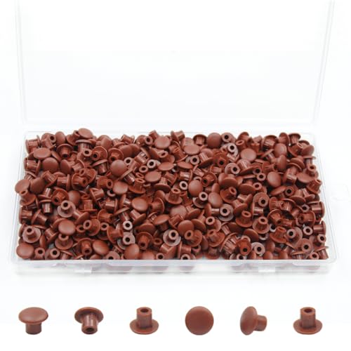 500Pcs 3/16" Plastic Hole Plugs, Screw Cap Round Button Plug - color: Red Brown, size: 500pcs*0.19"(5mm)