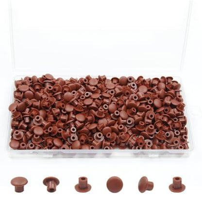 500Pcs 3/16" Plastic Hole Plugs, Screw Cap Round Button Plug - color: Red Brown, size: 500pcs*0.19"(5mm)