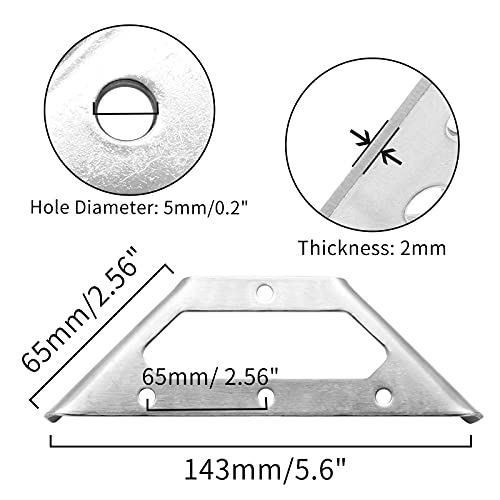 8 Pcs Trapeziform Corner Brace Stainless Steel (5.6 Inch, Silver)