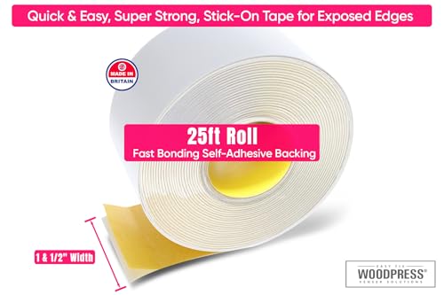 1&1/2" Matt White Peel & Stick Melamine Edge Banding, 25 ft - size: 1 & 9/16 inch