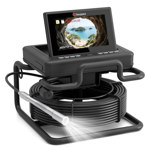 Sanyipace Drain Camera, 7" Pop-up Screen, 20X Zoom, Distance Counter, 100FT - size: 100FT/30M