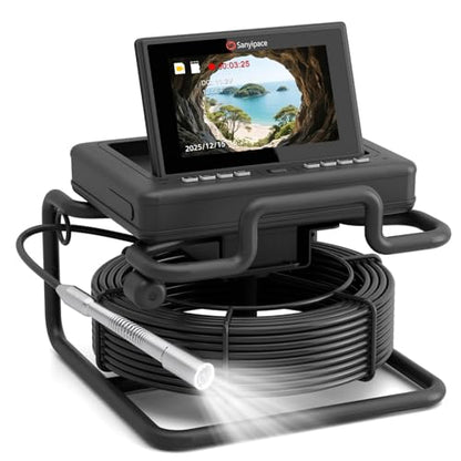 Sanyipace Drain Camera, 7" Pop-up Screen, 20X Zoom, Distance Counter, 100FT - size: 100FT/30M