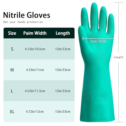 15 Mil Chemical Resistant Nitrile Gloves, Latex free Durable Cleaning Gloves, Resist Acid, Alkali, Solvent and Oil - color: 2 Pair-green, size: X-Large