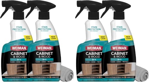 Weiman Cabinet and Wood Cleaner, Shine, Clean and Protect Spray - For Wood Cabinets, Furniture, Tables, Baseboards, Trim and more, 16 oz, 4 PACK with MicroFiber Towel - size: 16 fl oz (Pack of 4)
