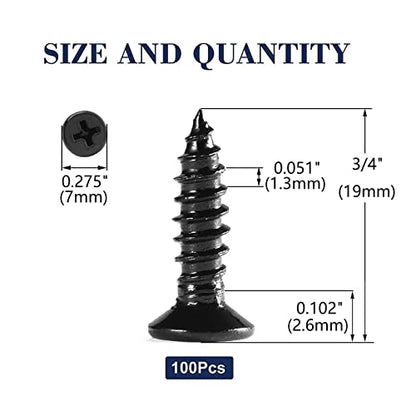 #6 x 3/4" Wood Screw 100Pcs 18-8 (304) Stainless Steel Screws Flat Head Phillips Fast Self Tapping Drywall Screws Black Oxide by SG TZH - size: #6 x 3/4"