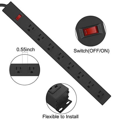 HHSOET Heavy Duty Long 8 Outlets, 14AWG Extension Cord, Black, 6FT, 1 - size: 6ft