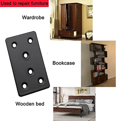 4 PCS Mending Plate Flat Bracket 100x50 mm Heavy Duty Metal Brace Steel Straight Brackets Repair Plate Fixing Bracket for Wood Shelf Cabinet Furniture