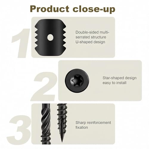 Fence Nail Fixture,Black,1-5/8", 50 pcs - color: Black, size: 1-5/8"