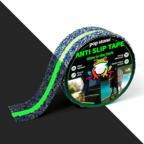 Waterproof Anti-Slip Traction Tape, Glow-in-the-Dark | 2" X 16.5ft | Heavy-Duty EPDM Rubber, Strong Grip & Resilient Foot Contact | Indoor & Outdoor Solution for Poolside, Bath, Ramps, Stairs - color: Cove Night, size: 2" X 16.5ft