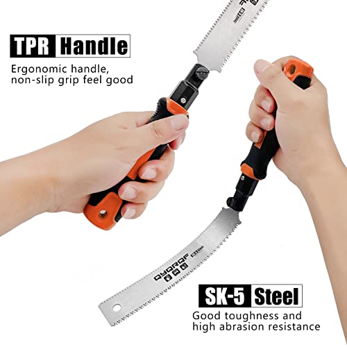 Japanese Hand Saw, 7 Inch Flush Cut Saw Double Edge Sided Pull Saw for Woodworking (Orange)