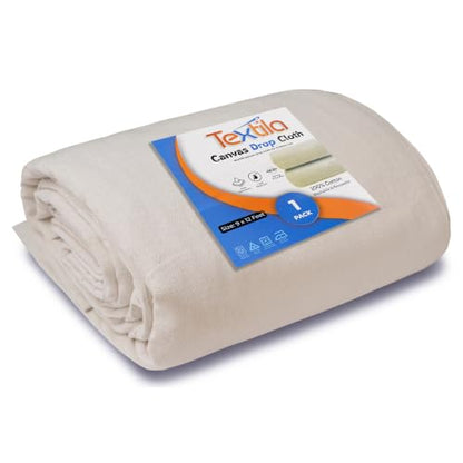 Canvas Drop Cloth for Painting (Size 4x5 Feet - Pack of 1) Painters Drop Cloth for Painting, Furniture, Curtains & Floor Protection - All Purpose Thick Canvas tarp with Double Stitched Edges - size: 4x5 Feet - Pack of 1