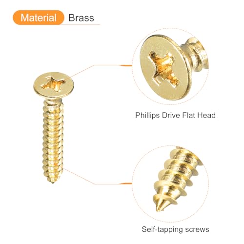uxcell 20Pcs Brass Wood Screws, M3.5 x 20mm Phillips Flat Head Self Tapping Screw Woodworking Screw for Door Hinges, Wooden Furniture, Home Appliances - size: M3.5 x 20mm