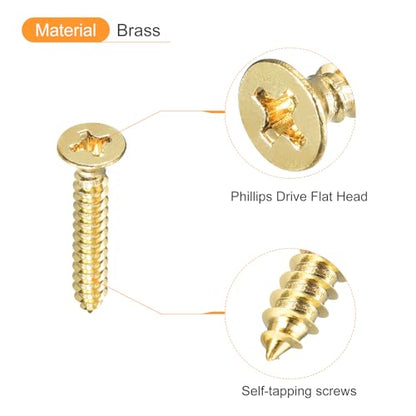 uxcell 20Pcs Brass Wood Screws, M3.5 x 20mm Phillips Flat Head Self Tapping Screw Woodworking Screw for Door Hinges, Wooden Furniture, Home Appliances - size: M3.5 x 20mm