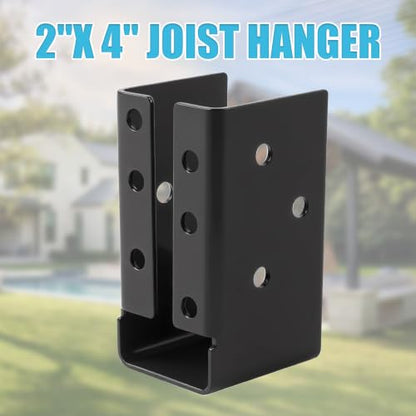 Concealed Joist Hangers, 24 Pcs of 2"x4"Outdoor Concealed-Flange，Q235 Steel Plate Powder-Coated Concealed Joist Steel Bracket for 2"x4" Beam Swing - size: 24 Pcs