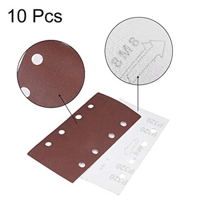 uxcell 320 Grit 1/3 Sanding Sheet Sander Sandpaper Hook and Loop Pads 8 Hole 10pcs - size: 320 Grit