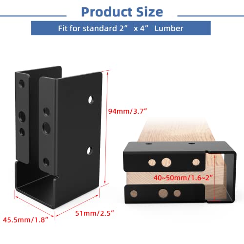 24 PCS Concealed Joist Hanger,Concealed-Flange Hanger,for 2"x4" Beam - size: Powder Coated 2" x 4"- 24 PCS