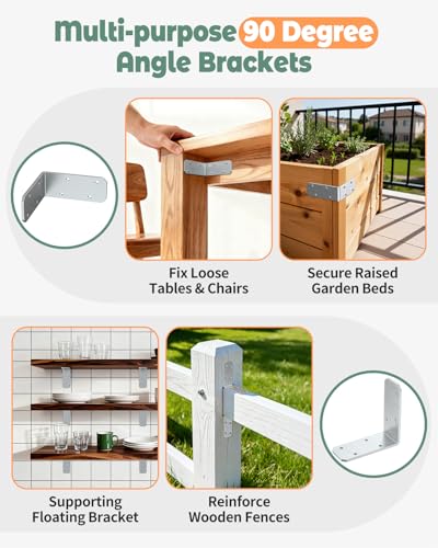 3"x3" L Brackets, 90 Degree Angle Iron, Galvanized-4 Pcs - color: Galvanized-4 Pcs