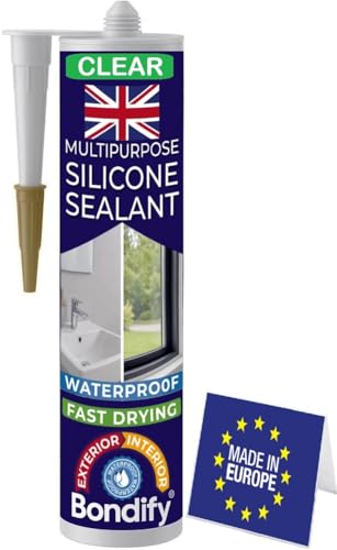 Waterproof Clear Silicone Caulk for Window & Door, Kitchen & Bathroom, Silicone Sealant Clear, Solvent Free, 10oz Cartridge, Ideal for Sink, Sanitary, Bath, Shower Sealant, Window Frame Sealant - size: CLEAR - 1PC