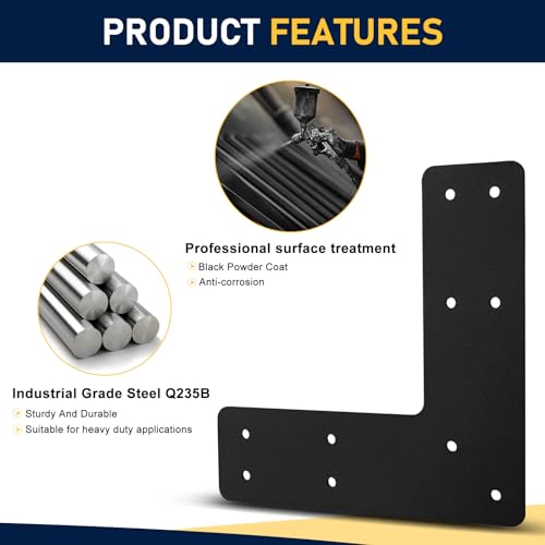 L Post Bracket 2PCS, 10x10'' L Flat Mending Plate for 4x4,6x6 Post - style: L Shape（10X10X3）
