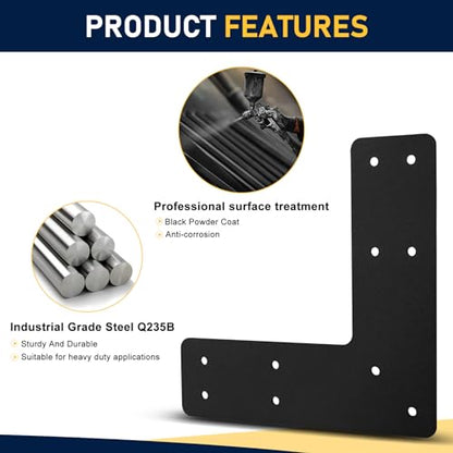 L Post Bracket 2PCS, 10x10'' L Flat Mending Plate for 4x4,6x6 Post - style: L Shape（10X10X3）